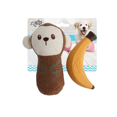 All For Paws Little Buddy Happy Monkey 2pk Toy