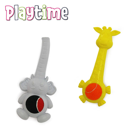Ancol Squeaky Elephant/Giraffe Tennis Ball Belly Dog Toy